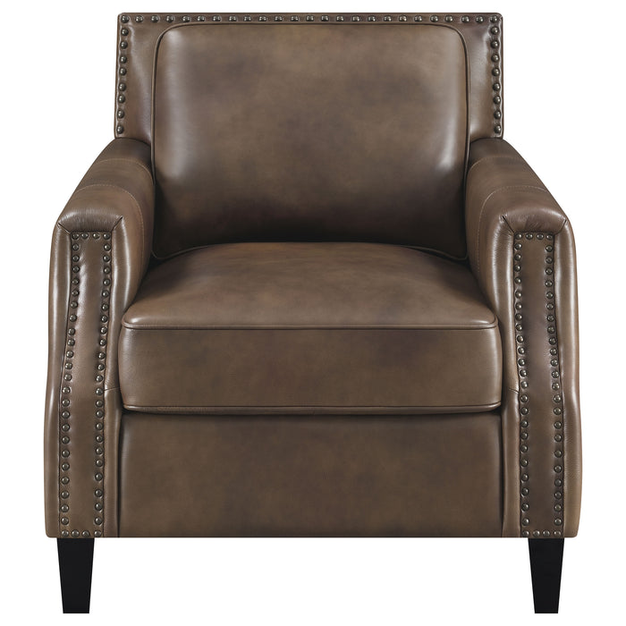 Leaton Upholstered Recessed Arm Accent Chair Brown Sugar