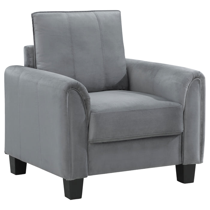 Davis 3-piece Upholstered Rolled Arm Sofa Grey