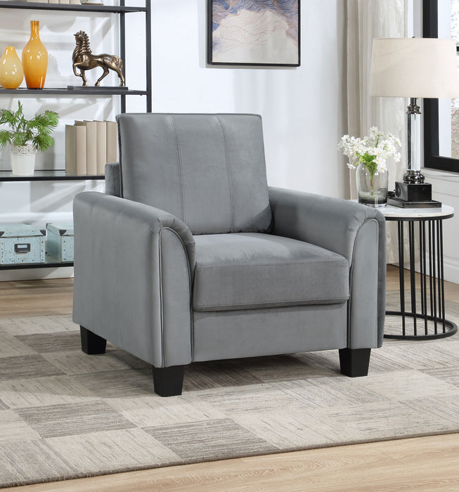 Davis Upholstered Rolled Arm Accent Chair Grey