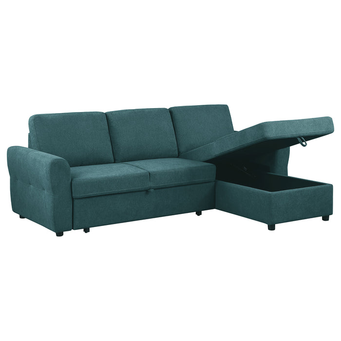 Samantha Upholstered Storage Sleeper Sectional Sofa Teal