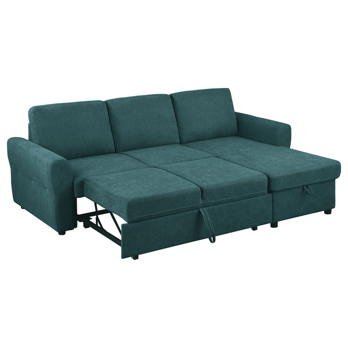 Samantha Upholstered Storage Sleeper Sectional Sofa Teal