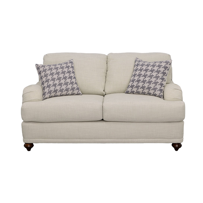 Glenn Upholstered English Arm Loveseat Light Grey and Blue