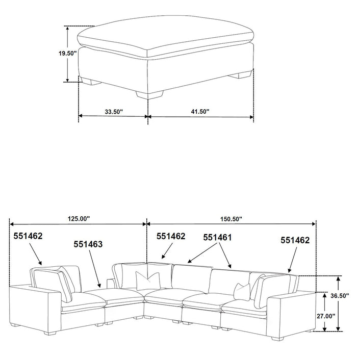 Lakeview Rectangular Upholstered Ottoman Dark Chocolate