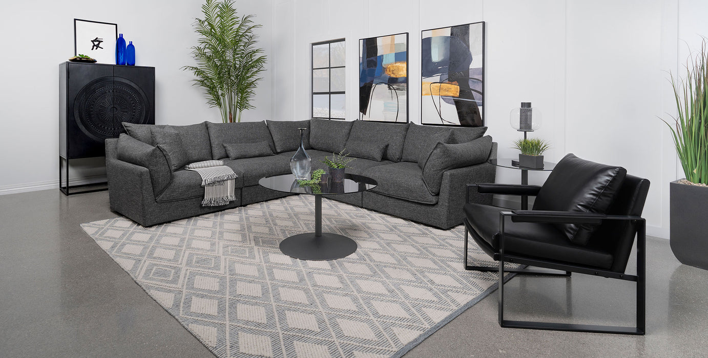 Sasha 5-piece Upholstered Modular Sectional Barely Black