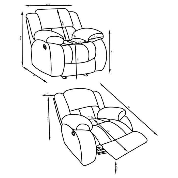 Weissman Upholstered Padded Arm Glider Recliner Grey