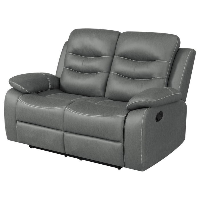 Nova Upholstered Padded Arm Reclining Loveseat Dark Grey