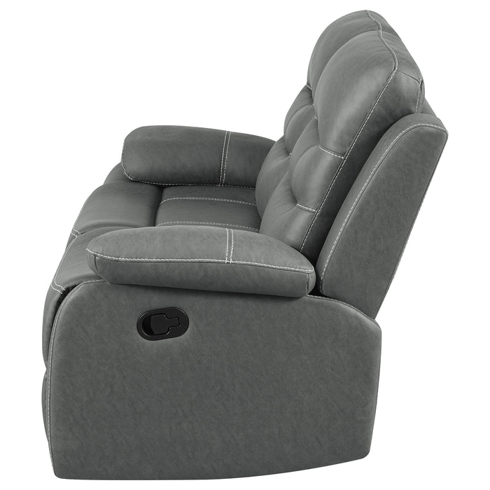 Nova Upholstered Padded Arm Reclining Loveseat Dark Grey