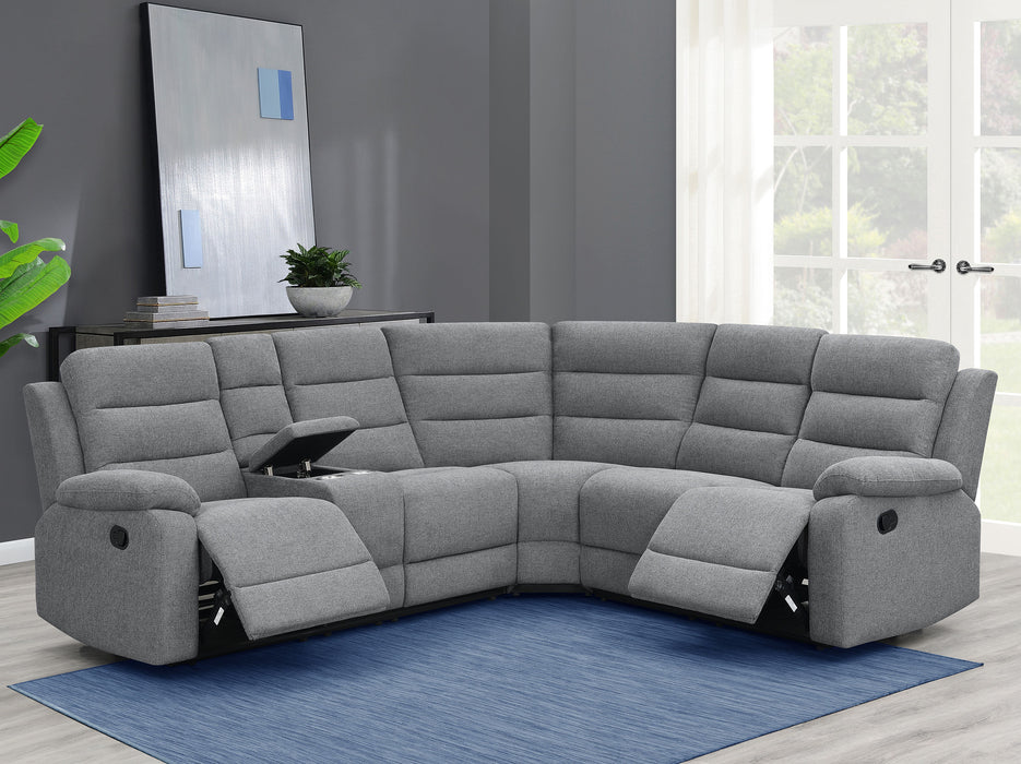 David Upholstered Reclining Sectional Sofa Smoke