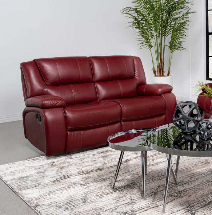 Camila Upholstered Motion Reclining Loveseat Red