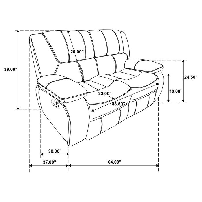 Camila 3-piece Upholstered Motion Reclining Sofa Set Black