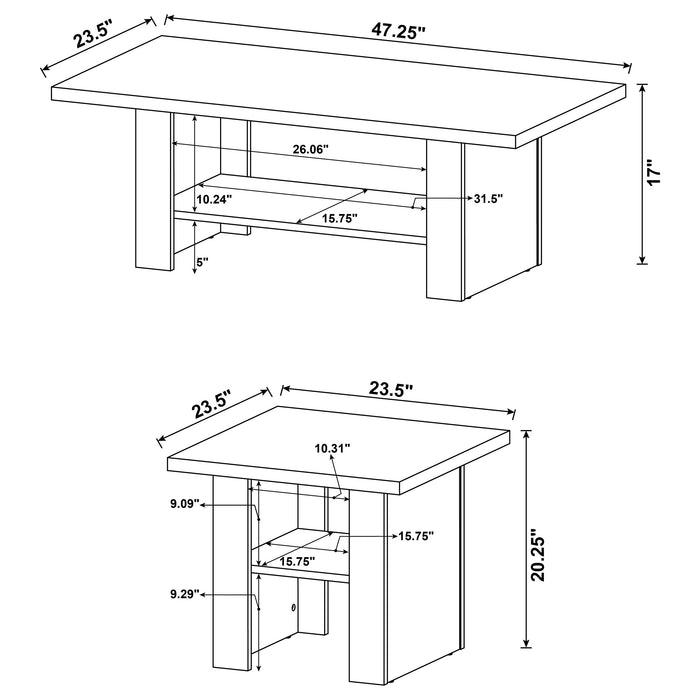 Rodez 3-piece Engineered Wood Coffee Table Set Black Oak