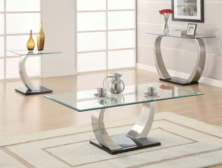 Pruitt Rectangular Glass Top Metal Coffee Table Satin Silver