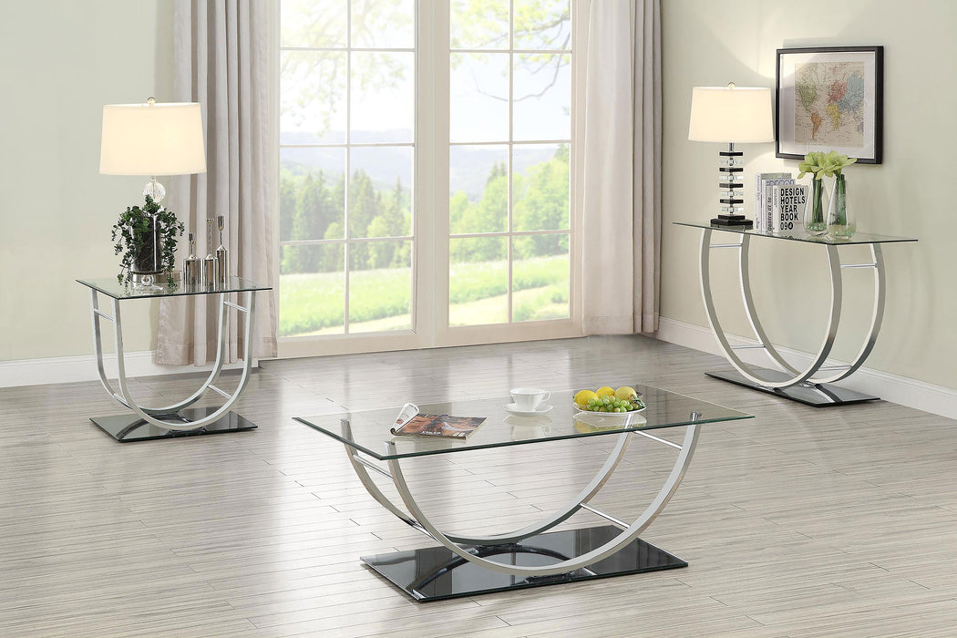 Danville Square U-Shaped Glass Top Side End Table Chrome