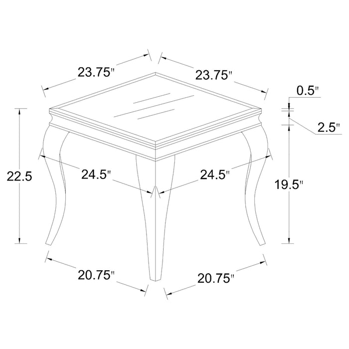 Carone Square End Table White and Chrome