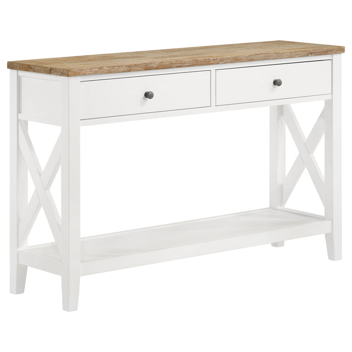 Hollis 2-drawer Wood Entryway Console Table Brown and White