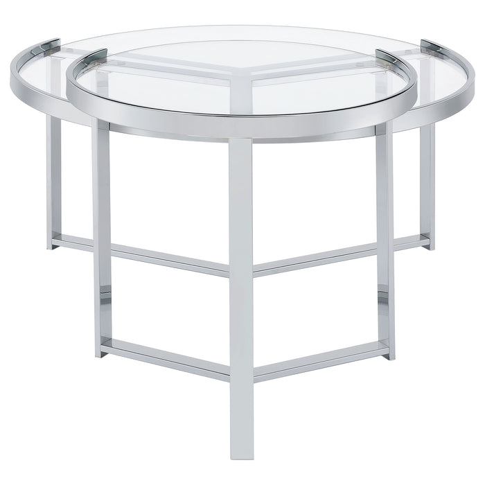 Delia 2-Piece Round Glass Top Nesting Coffee Table Chrome