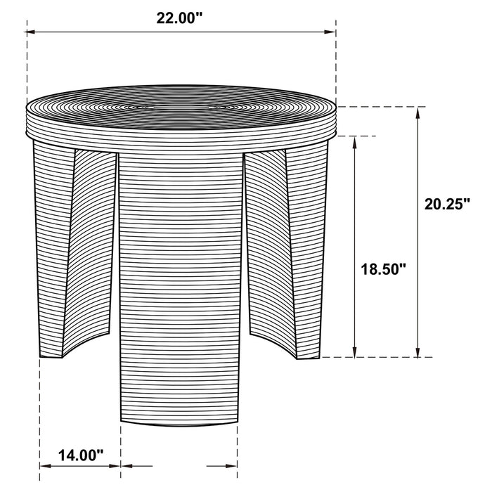 Artina Woven Rattan Round Side End Table Natural Brown