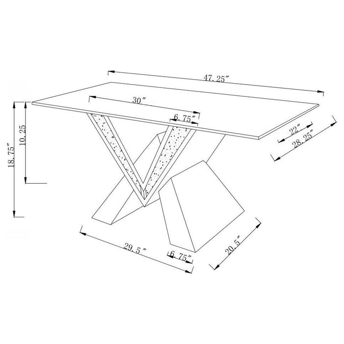 Taffeta Glass Top Mirrored Acrylic Coffee Table Silver