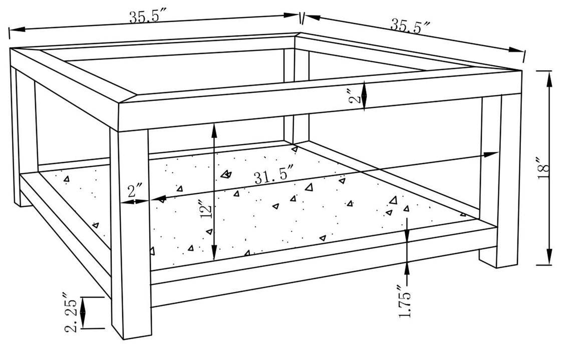 Valentina 1-shelf Square Glass Top Coffee Table Silver