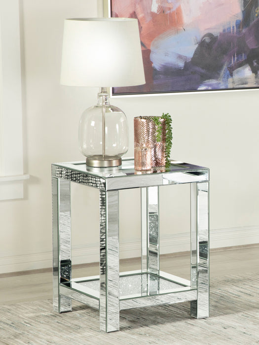 Valentina 1-shelf Square Glass Top Side End Table Silver