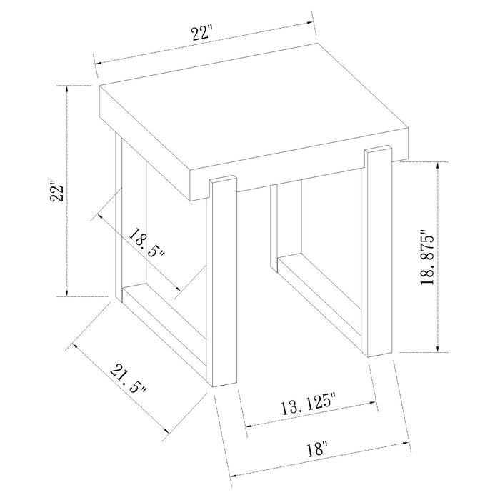 Pala Rectangular End Table White High Gloss and Natural