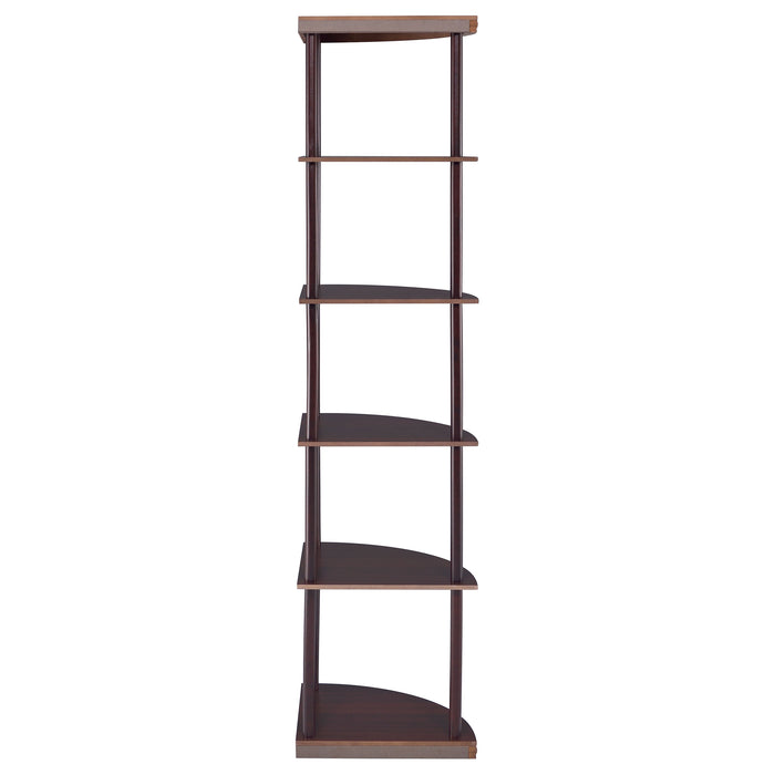 Bonwick 72-inch 5-shelf Corner Bookshelf Cappuccino