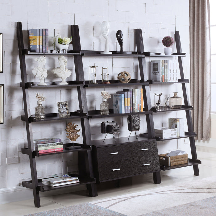 Colella 72-inch 5-shelf Storage Ladder Bookshelf Cappuccino