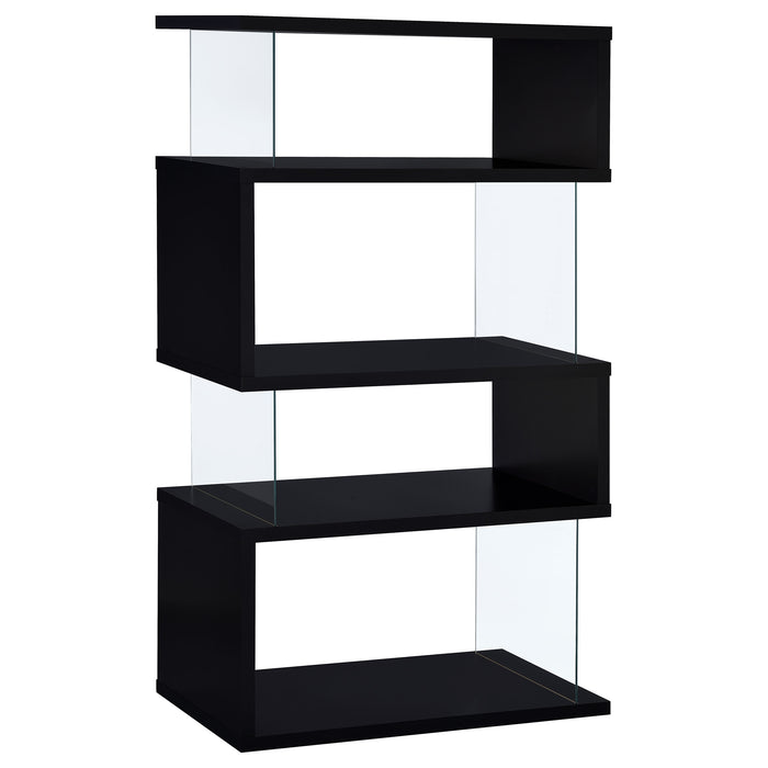 Emelle 63-inch 4-shelf Glass Panel Bookshelf Black