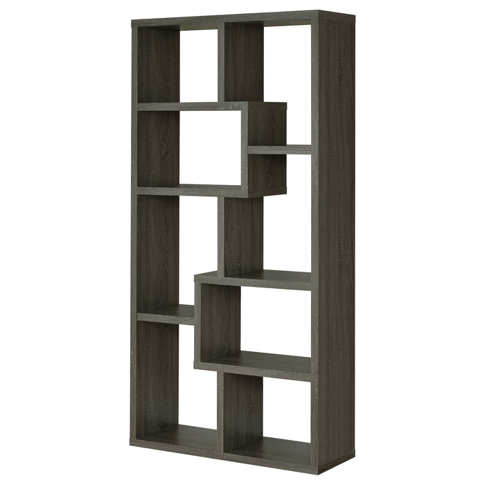 Theo 71-inch 6-shelf Bookshelf Weathered Grey