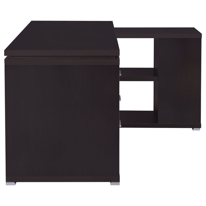 Yvette 60-inch 3-drawer L-Shape Computer Desk Cappuccino