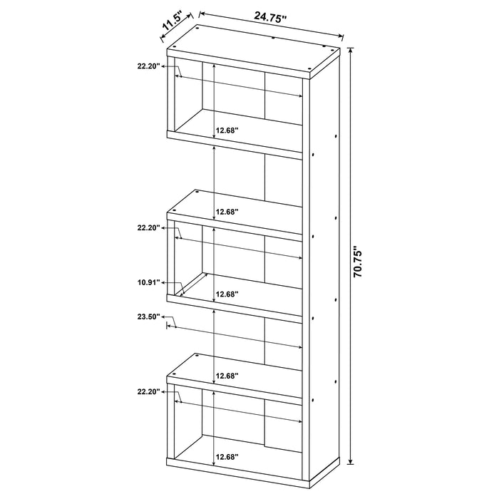 Joey 71-inch 5-shelf Bookshelf Weathered Grey