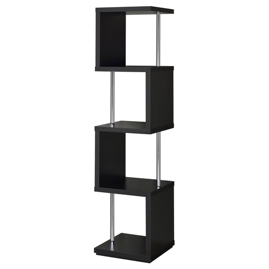 Baxter 67-inch 4-shelf Bookshelf Black and Chrome