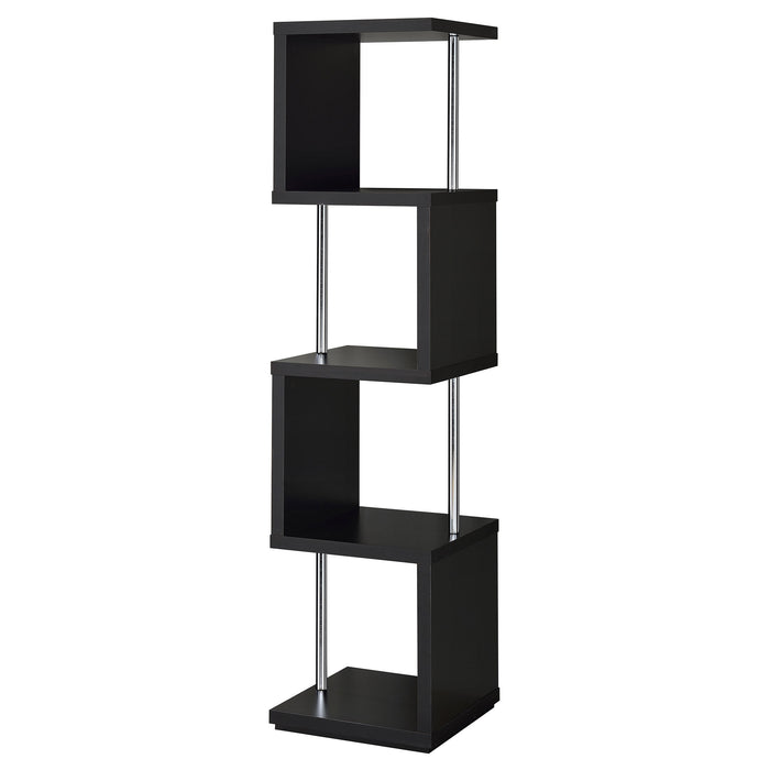 Baxter 67-inch 4-shelf Bookshelf Black and Chrome