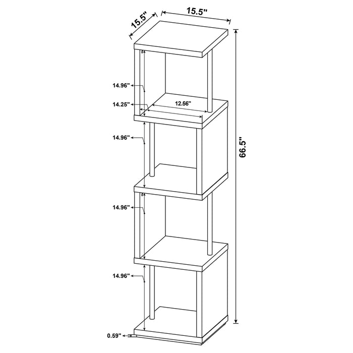 Baxter 67-inch 4-shelf Bookshelf White and Chrome