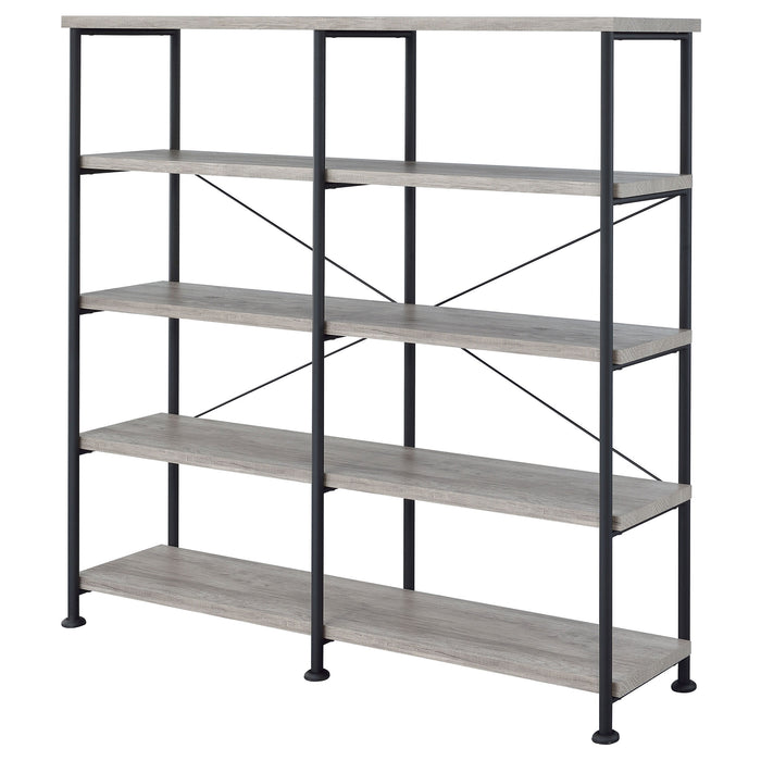 Analiese 63-inch 4-shelf Double Bookshelf Grey Driftwood