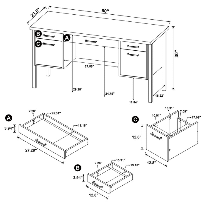 Samson 60-inch 4-drawer Office Computer Desk Weathered Oak