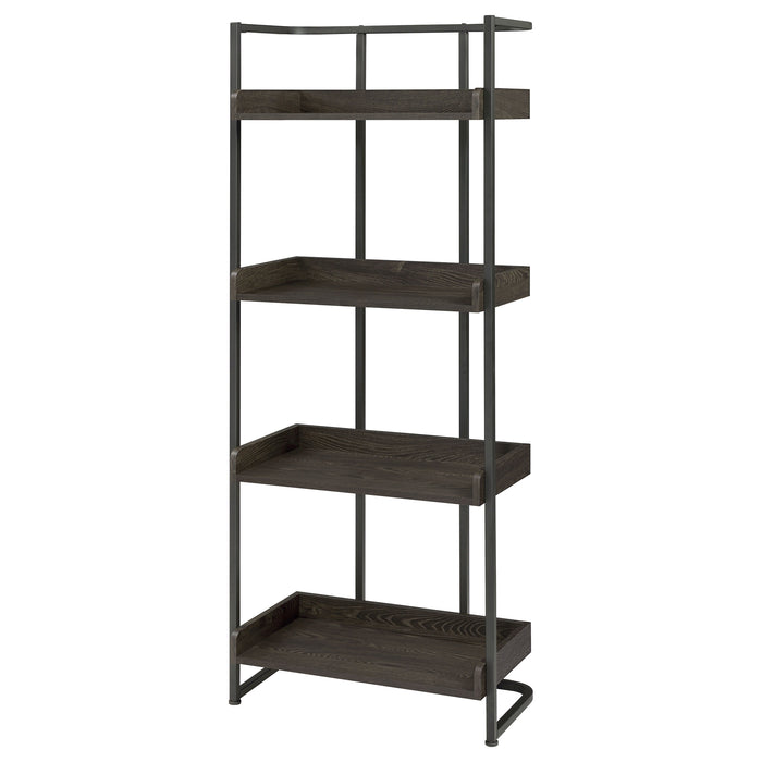 Ember 68-inch 4-shelf Bookshelf Dark Oak and Black