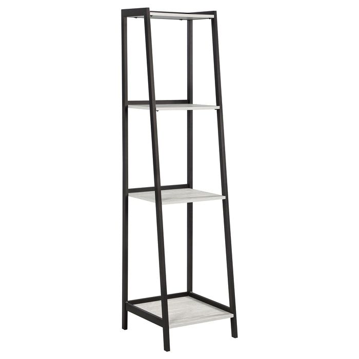 Pinckard 69-inch 4-shelf Bookshelf Grey Stone and Black