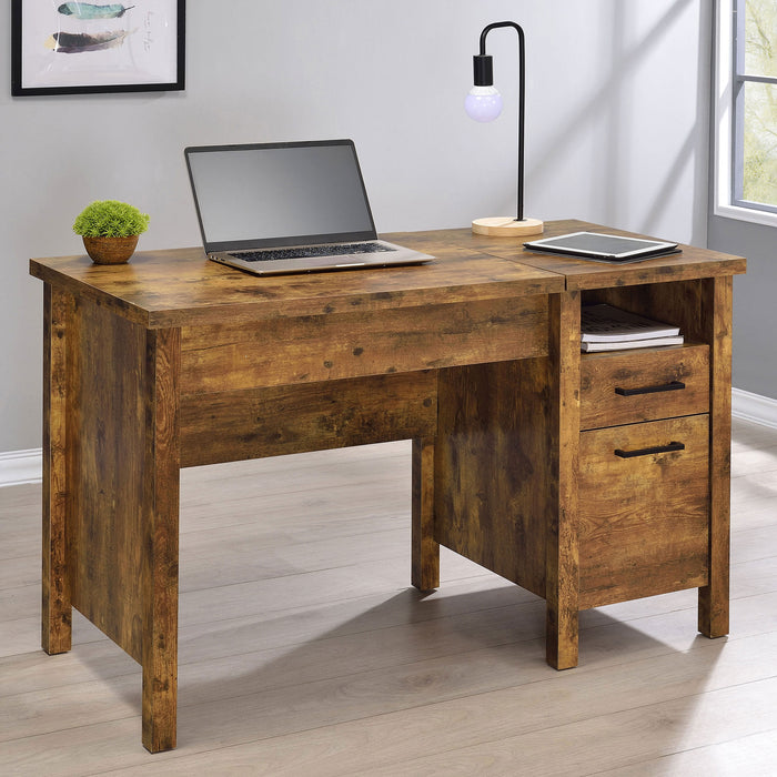 Delwin 47-inch 2-drawer Lift Top Computer Desk Rustic Nutmeg