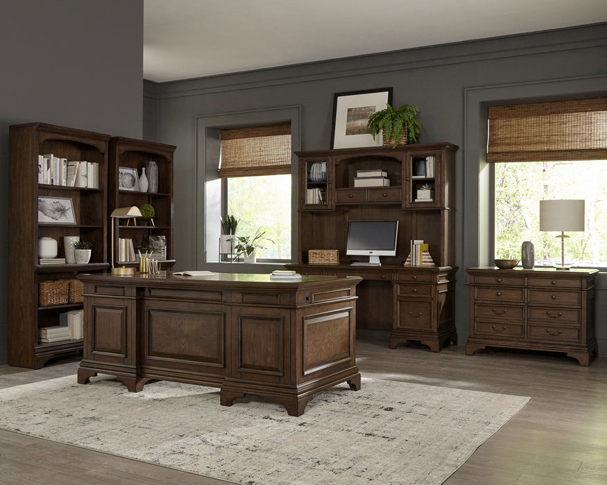 Hartshill 66-inch 5-drawer Credenza with Hutch Burnished Oak