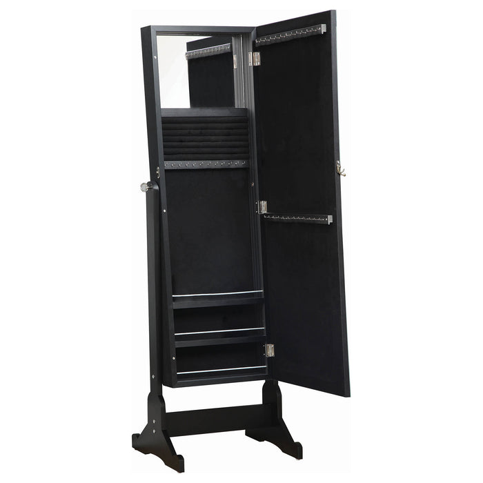 Cortez Cheval Mirror with Jewelry Storage Black