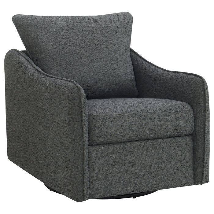 Madia Upholstered Sloped Arm Swivel Glider Chair Charcoal