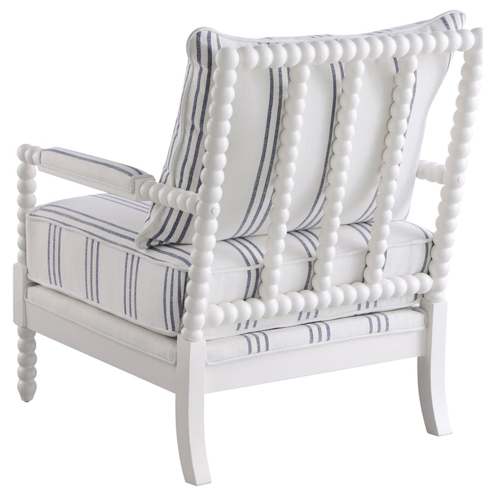 Blanchett Upholstered Bobbin Accent Chair White and Navy