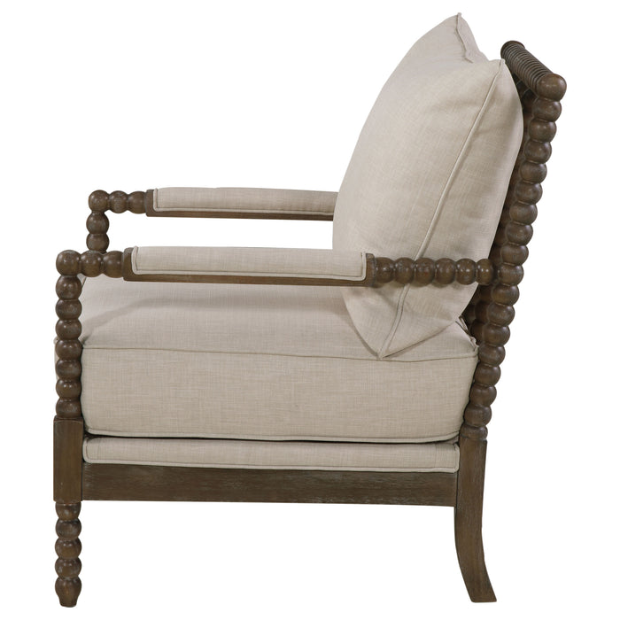 Blanchett Upholstered Bobbin Accent Chair Beige and Natural