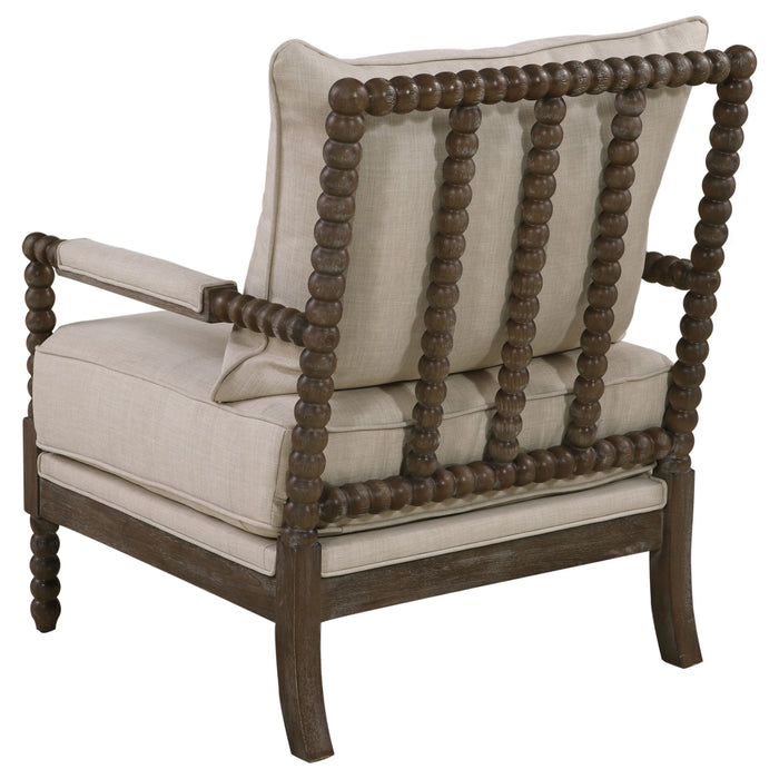 Blanchett Upholstered Bobbin Accent Chair Beige and Natural