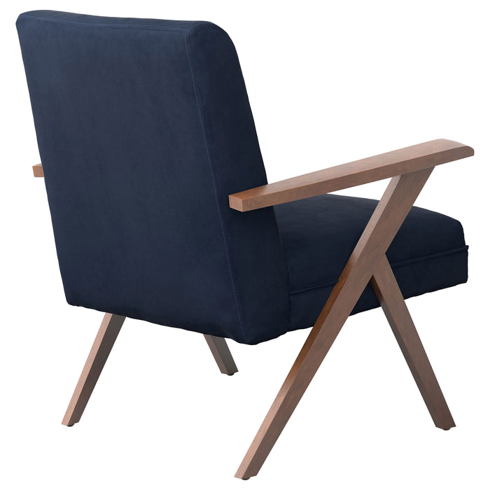 Cheryl Upholstered Wood Arm Accent Chair Dark Blue