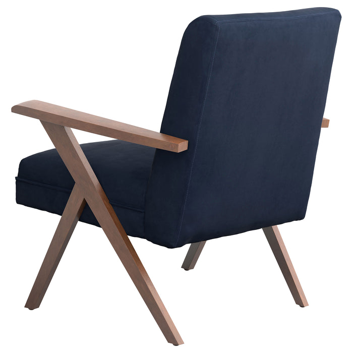 Cheryl Upholstered Wood Arm Accent Chair Dark Blue