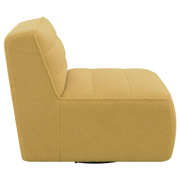 Cobie Upholstered Armless Swivel Chair Mustard