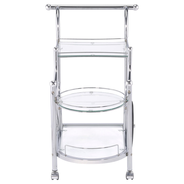 Sarandon 3-tier Glass Shelf Metal Bar Cart Chrome