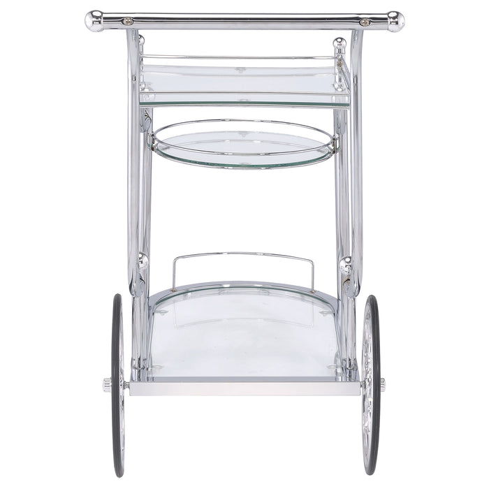 Sarandon 3-tier Glass Shelf Metal Bar Cart Chrome